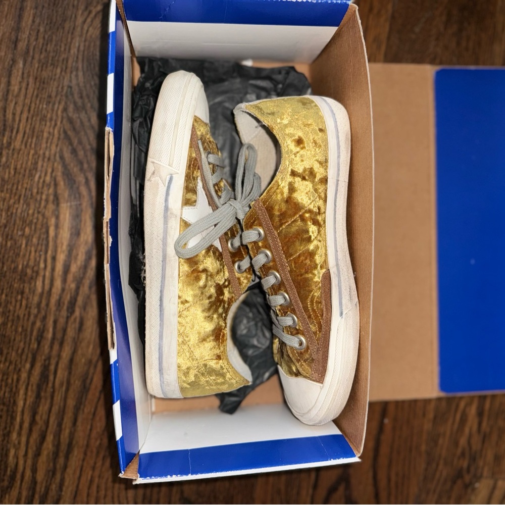Golden Goose Gold and Brown Athletic Shoes